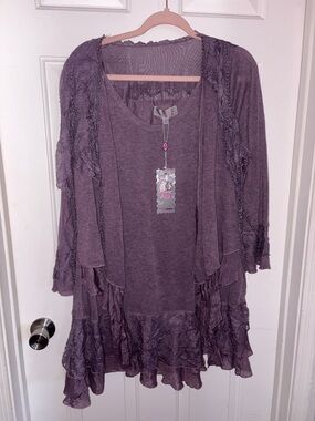 Pretty Angel Mauve Layered Ruffle Tunic
